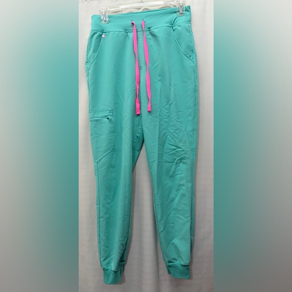 Figs Pants - Figs Mint Green & Pink Drawstring Medical Uniform Jogger Scrub Work Pants Sz S